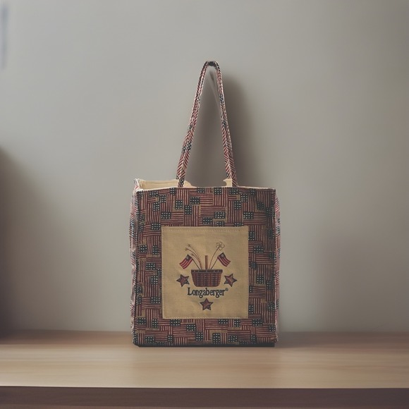 Longaberger Tote Old Glory Patriotic Purse Bag Lunch Americana Free Shipping USA - Picture 1 of 8